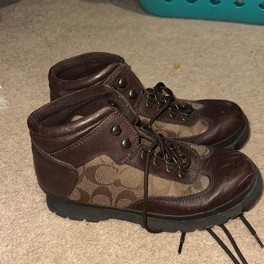 Coach Brown Boots with Pattern
